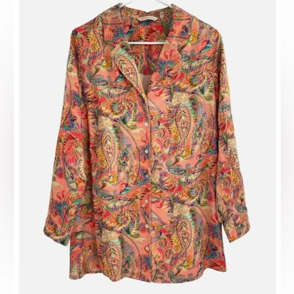 Soft Surroundings Laia Paisley Pattern Rayon Blouse Tunic Small - Picture 1 of 10